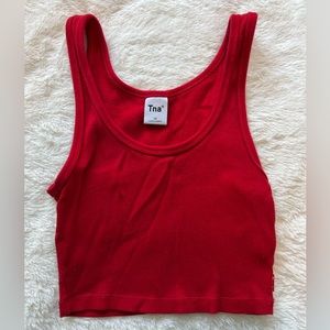 TNA Ribbed Cropped Tank - XS - Red